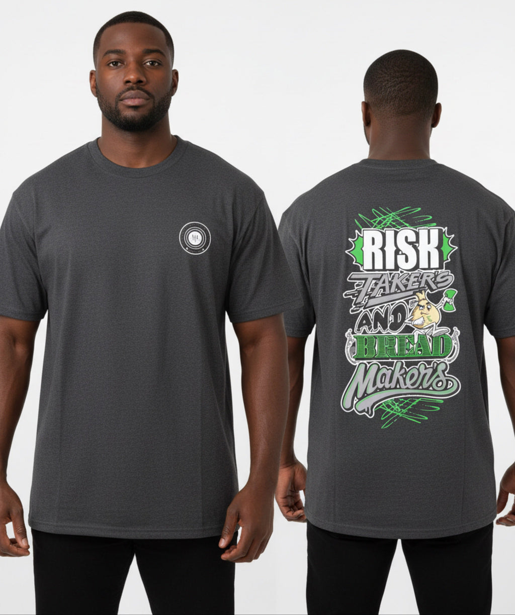 Risk Takers & Bread Makers” Oversized Tee – Charcoal Unisex